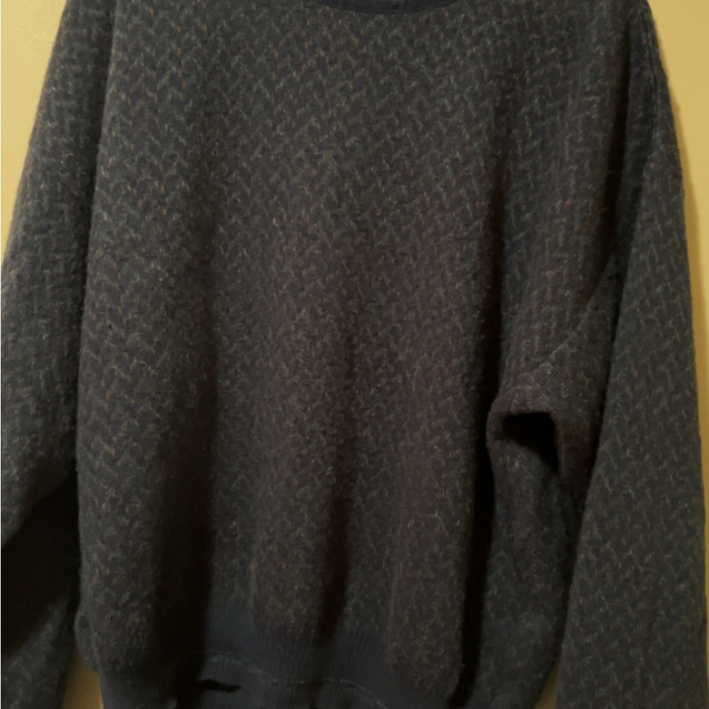 Alfani Blue Crew Neck Sweater Textured Design